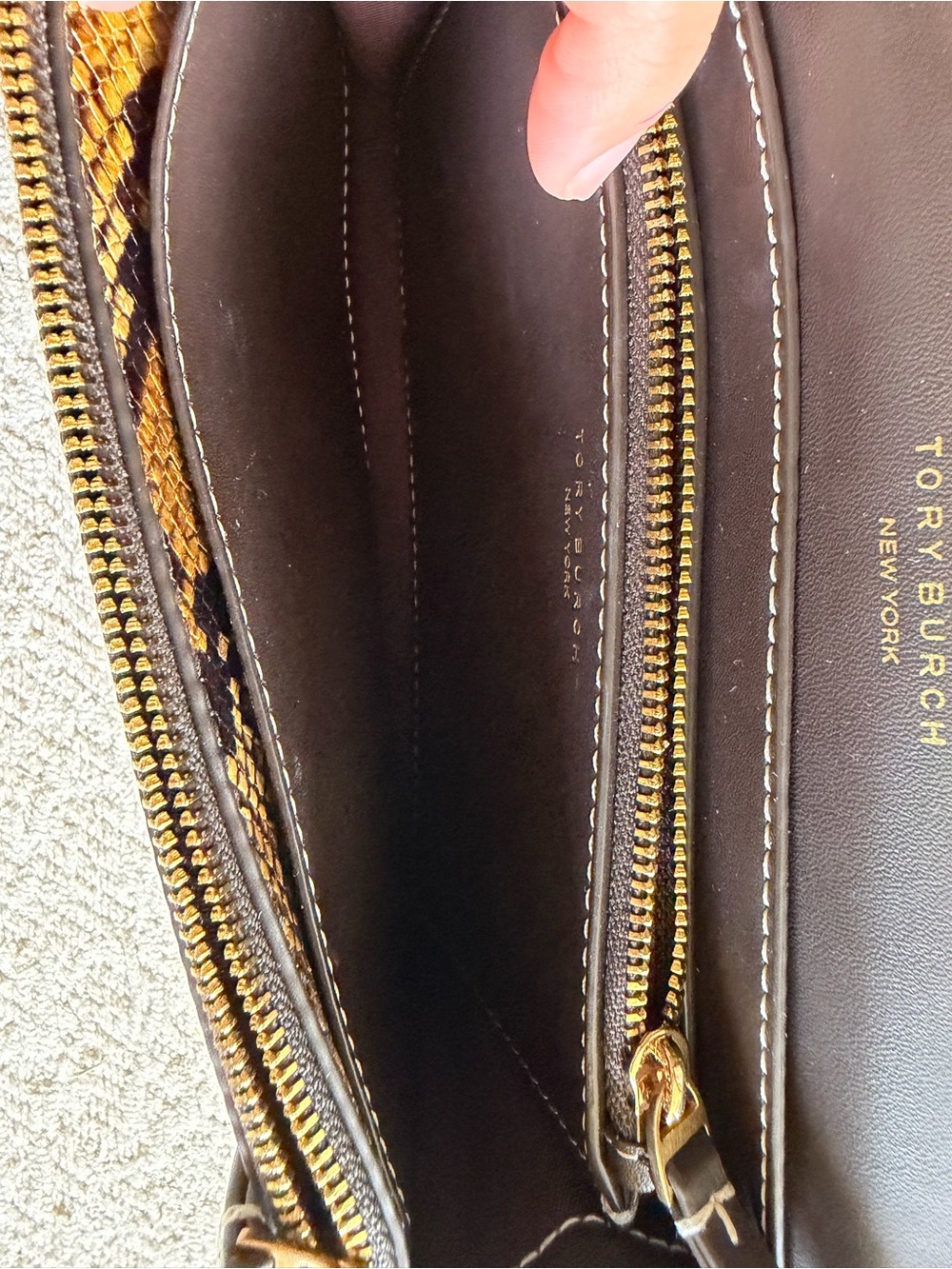 Tory Burch Snake-Print Crossbody in Brown and Black - Picture 9 of 10